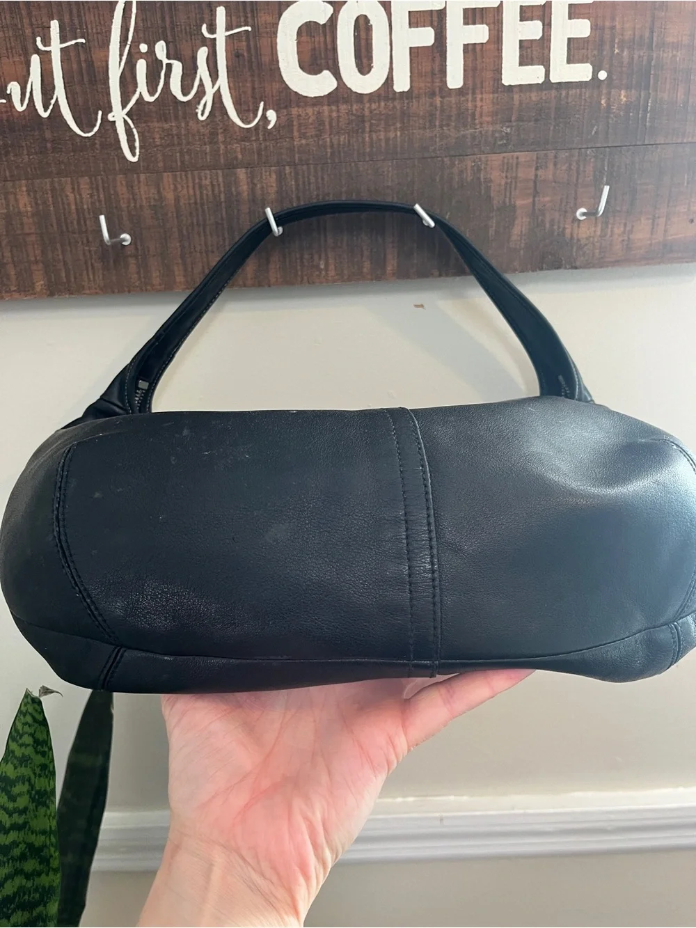 Vintage Coach Black Leather Ergo Hobo Shoulder Bag